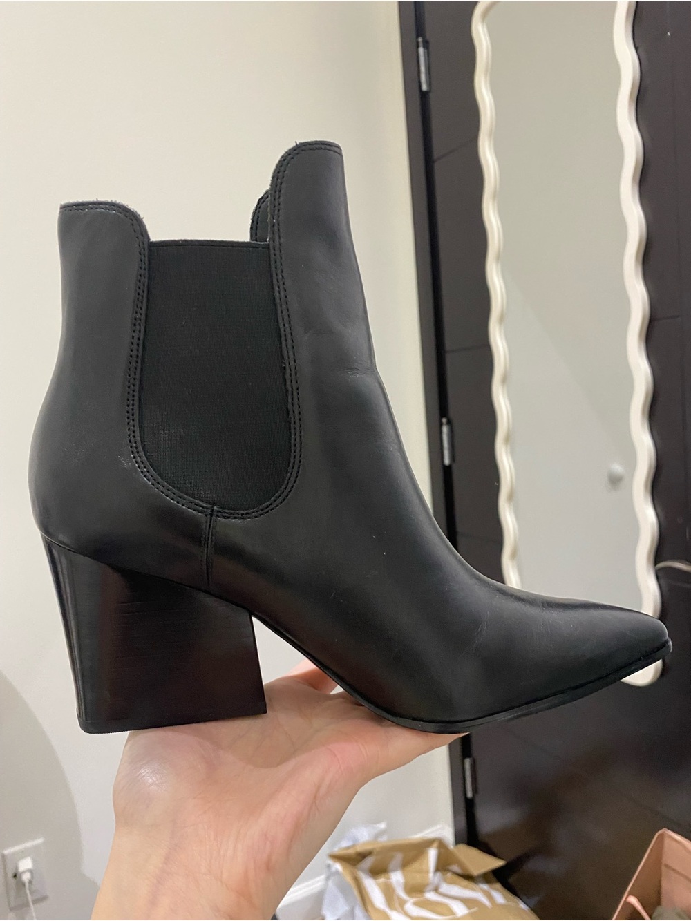 Kendall & Kylie Black Leather Chelsea Ankle Boots